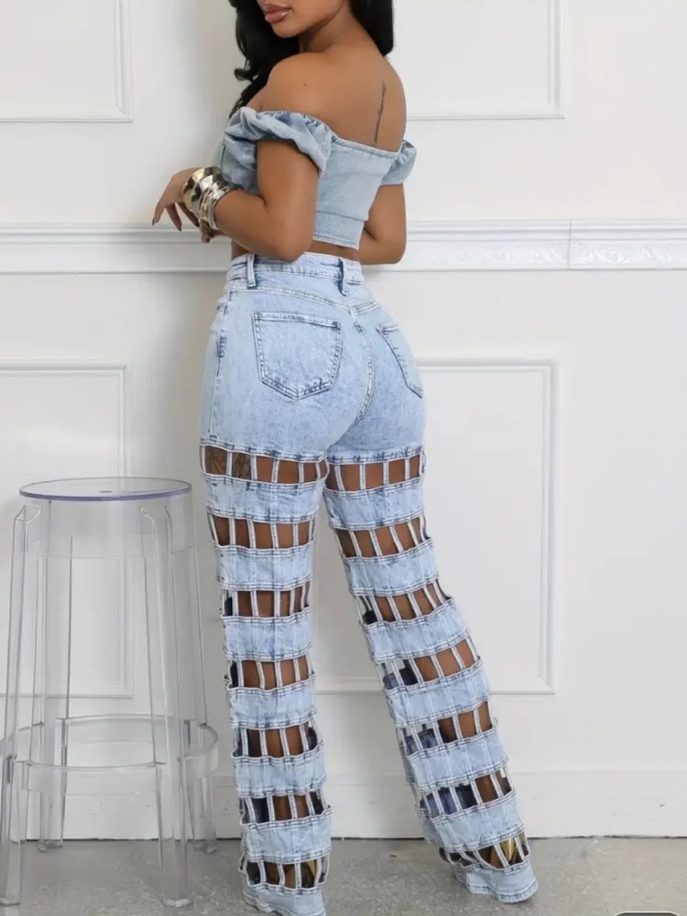 Light Blue Cut-Out Jeans